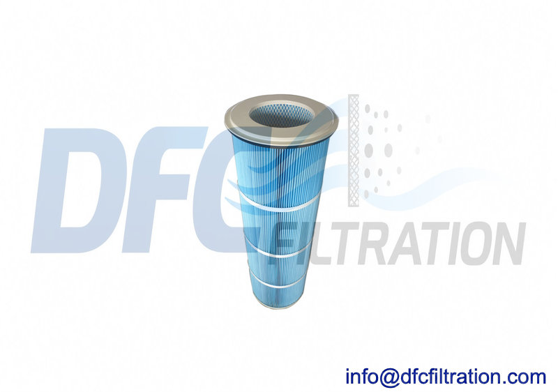 Round flange top-load dust collector filter cartridge with PTFE membrane, aftermarket replacement for Gema, for powder coating booth Round flange top-load dust collector filter cartridge with PTFE membrane, aftermarket replacement for Gema, for powder coating booth